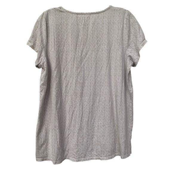 Lot of 2 J Jill Perfect Pima Patterned V-neck Tee T-Shirt Top size M Khaki Navy - Picture 4 of 9